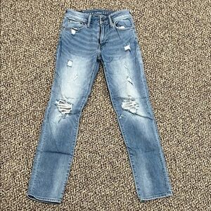 Distressed Blue Jeans